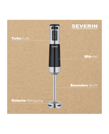 Severin SM 3772, hand blender (Kolor: CZARNY / stainless steel (brushed), with accessory set)