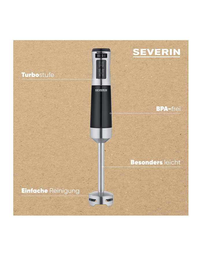 Severin SM 3772, hand blender (Kolor: CZARNY / stainless steel (brushed), with accessory set) główny