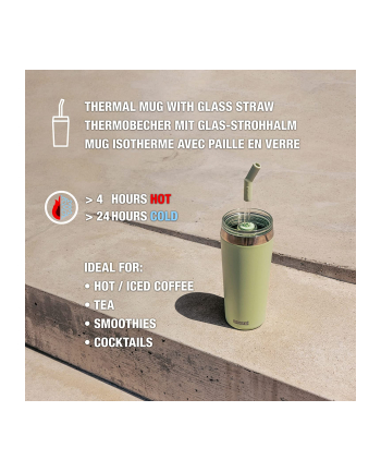 SIGG coffee mug Helia Milky Green 0.45L, thermal mug (light green, with drinking straw)