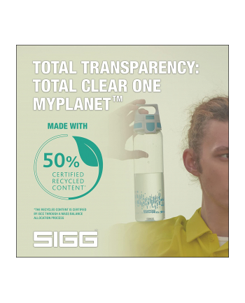 SIGG drinking bottle Total Clear One MyPlanet ''Aqua'' 0.75L (transparent/light blue, one-hand closure ONE)