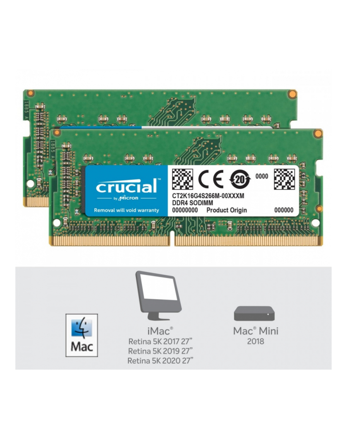 crucial Pamięć DDR4 SODIMM do Apple Mac 32GB(2*16GB)/2666 CL19 (8bit) główny