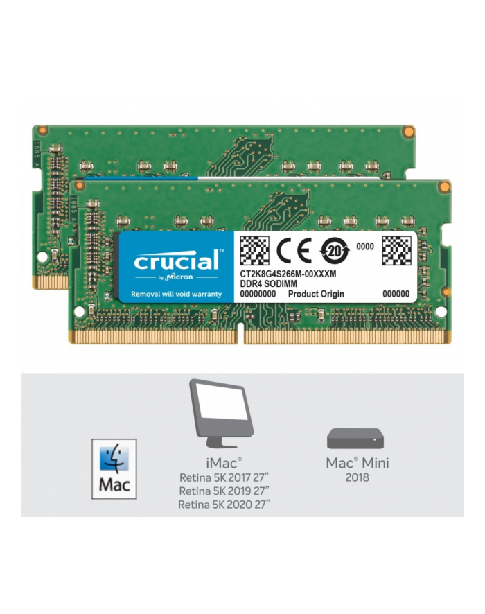 crucial Pamięć DDR4 SODIMM do Apple Mac 16GB(2*8GB)/2666 CL19 (8bit) główny
