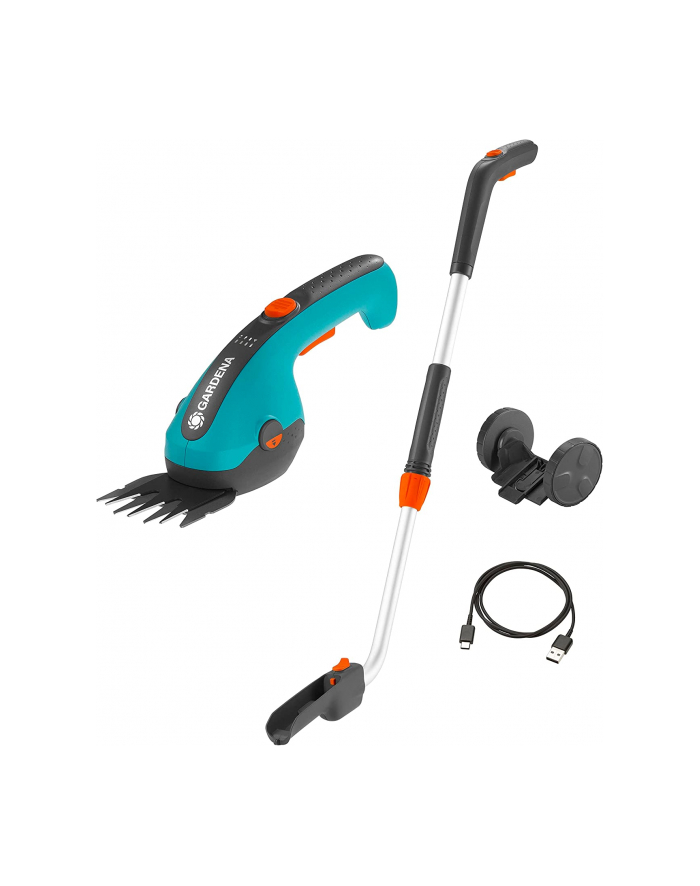 GARDENA Cordless Grass Shears ClassicCut Li Set, 3.6V (turquoise/Kolor: CZARNY, Li-Ion battery 2.5Ah, with telescopic handle and wheels) główny