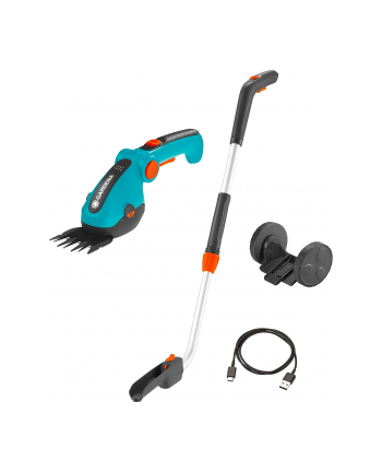 GARD-ENA Cordless Grass Shears ComfortCut Li Set, 3.6V (turquoise/Kolor: CZARNY, Li-Ion battery 3.0Ah, with telescopic handle and wheels)