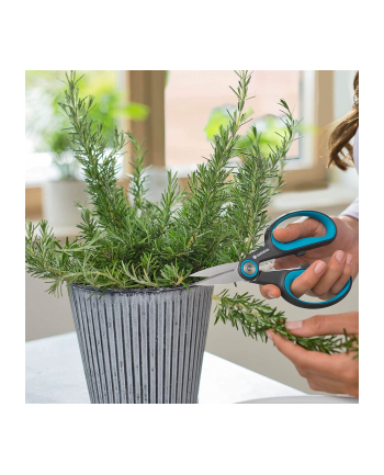 GARD-ENA Secateurs HerbCut (grey/turquoise, herb scissors with defoliation function)