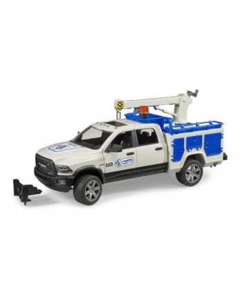 Bruder RAM 2500 service truck with crane and czerwonyating beacon, model vehicle