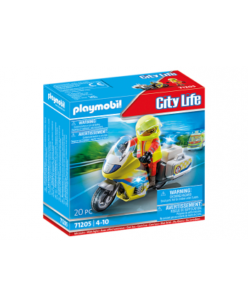 PLAYMOBIL 71205 Emergency Doctor's Motorcycle with Flashing Light Construction Toy