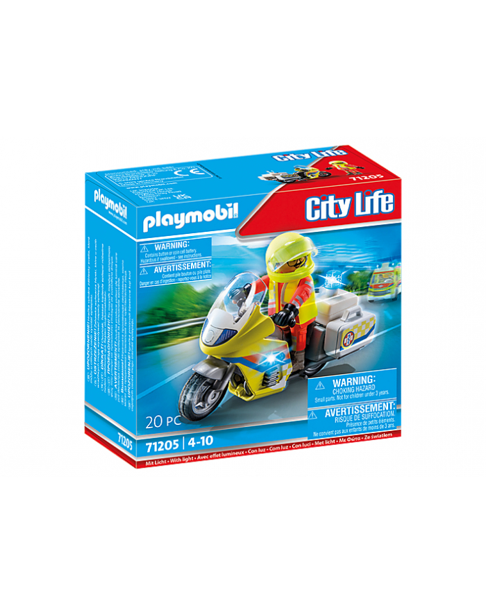 PLAYMOBIL 71205 Emergency Doctor's Motorcycle with Flashing Light Construction Toy główny