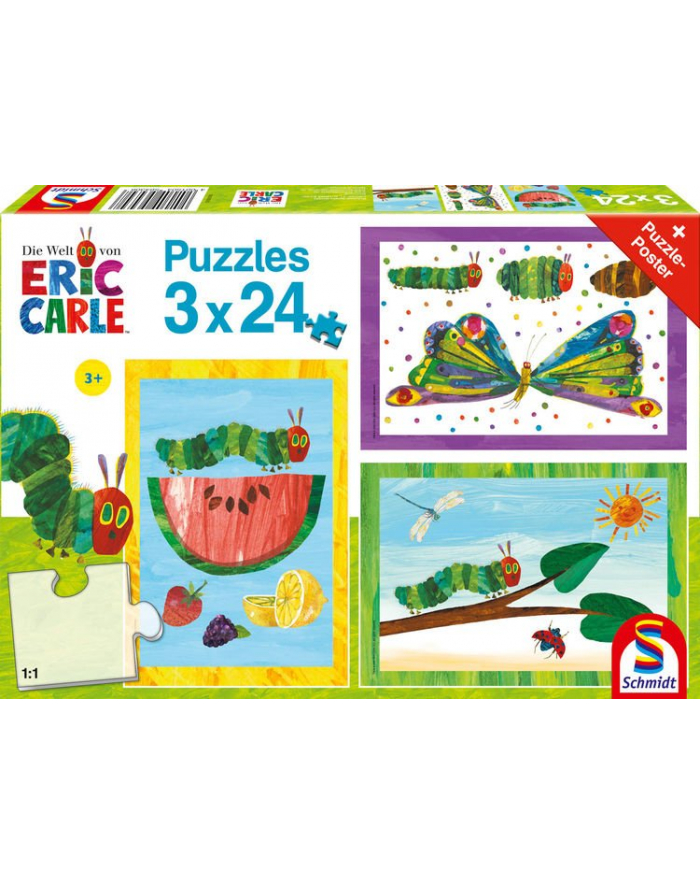 Schmidt Spiele The Very Hungry Caterpillar: Caterpillar-Cocoon-Butterfly, Puzzle (3x 24 pieces) główny