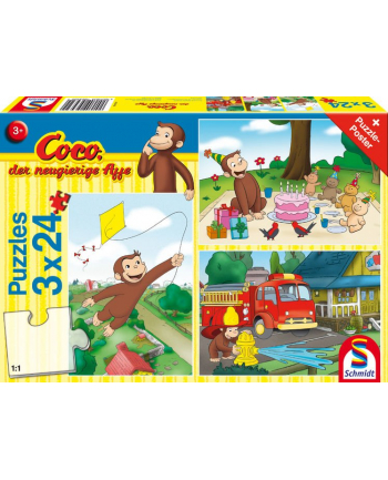 Schmidt Spiele Coco the curious monkey: fun with Coco, jigsaw puzzle (3x 24 pieces)