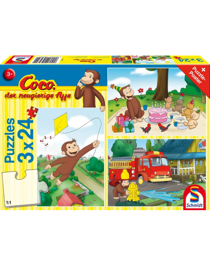 Schmidt Spiele Coco the curious monkey: fun with Coco, jigsaw puzzle (3x 24 pieces) główny