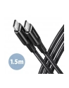 axagon BUCM-CM15AB Kabel USB-C - USB-C 2.0, 1.5m, PD 60W, 3A, ALU, oplot Czarny - nr 45