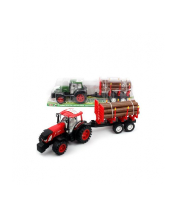 hipo Traktor z przyczepą + drewniane bale 2 kolory