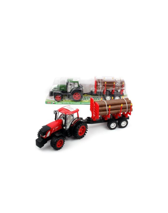 hipo Traktor z przyczepą + drewniane bale 2 kolory główny