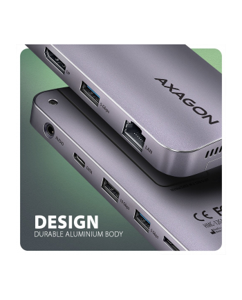 axagon HMC-12GM2 hub USB 12 in1 10Gbps, 3x USB-A, USB-C, HDMI, DP,  RJ-45, M.2, SD/mSD, audio, PD