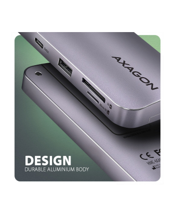 axagon HUB HMC-6GM2 USB  6 in1 10Gbps hub, USB-A, USB-C,  HDMI, M.2, SD/ mSD, PD 100W, USB-C