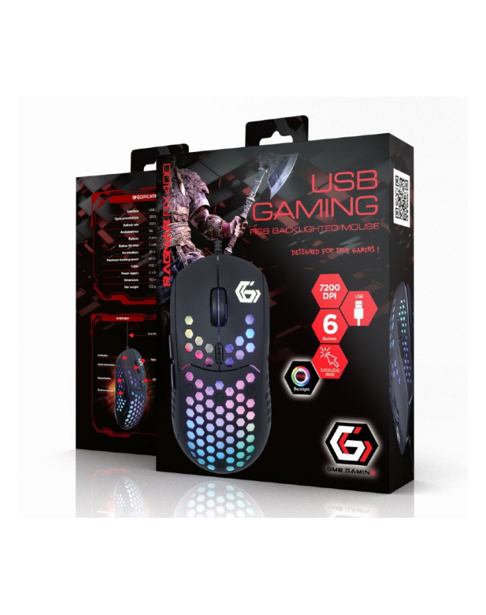 GEMBIRD Gamingowa mysz USB z podświetleniem RGB RAGNAR RX400 6 przycisków 7200DPI główny