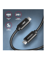 axagon BUCM2-CM10AB Kabel USB-C - USB-C, 1.0m 5A charging, ALU, 240W PD, oplot, USB2.0 - nr 10