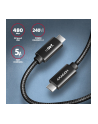 axagon BUCM2-CM15AB Kabel USB-C - USB-C, 1.5m 5A charging, ALU, 240W PD, oplot, USB2.0 - nr 20