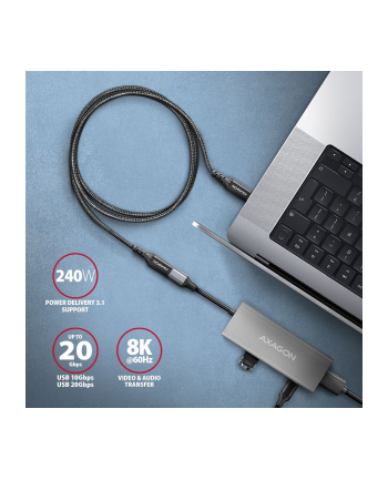 axagon BUCM32-CF05AB Kabel przedłużacz Gen2 USB-C - USB-C 0.5m, 5A, 20Gbps, PD 240W, oplot