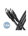 axagon BUCM-CM15AB Kabel USB-C - USB-C 2.0, 1.5m, PD 60W, 3A, ALU, oplot Czarny - nr 17
