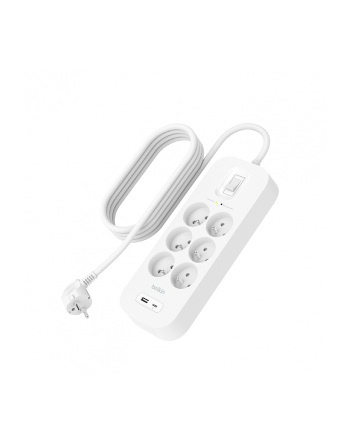 belkin Listwa przeciwprzepięciowa SurgePlus 6xFR 1xUSB-A 1xUSB-C 650J 2M główny