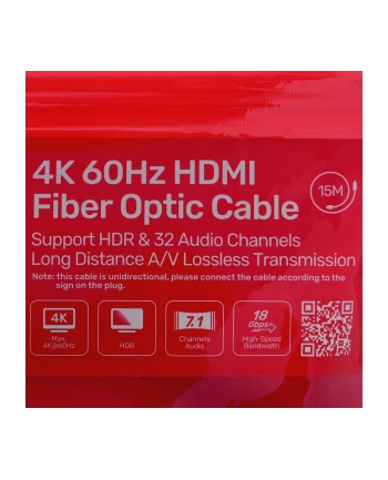 UNITEK C11072BK-15M Kabel Optyczny HDMI 2.0 AOC 4K 60Hz 15m