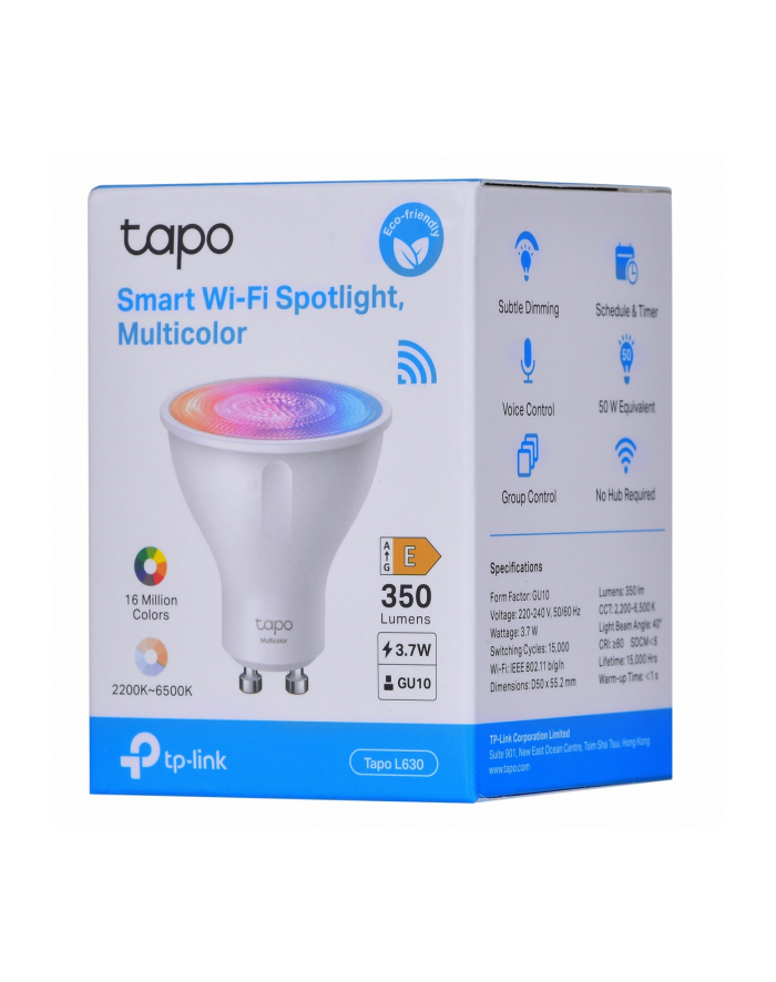 ŻARÓWKA TP-Link Tapo L630 Smart Wi-Fi, 350 lm, barwa 2700 K, ściemniane światło , GU10 główny