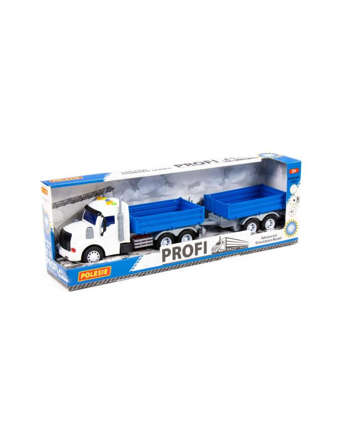 Polesie 92564 '';Profi'';, samochód burtowy z przyczepą inercyjny, ze światłem i dźwiękiem, niebieski w pudełku główny