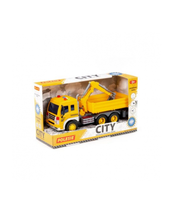 Polesie 95992 '';City'';, samochód burtowy z koparką inercyjny, ze światłem i dźwiękiem, żółty w pudełku