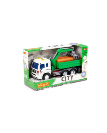Polesie 96029 '';City'';, samochód burtowy z podnośnikiem inercyjny, ze światłem i dźwiękiem, zielony w pudełku
