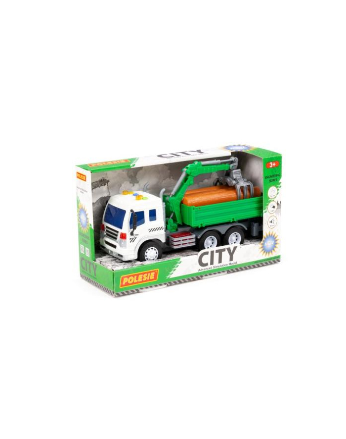 Polesie 96029 '';City'';, samochód burtowy z podnośnikiem inercyjny, ze światłem i dźwiękiem, zielony w pudełku główny