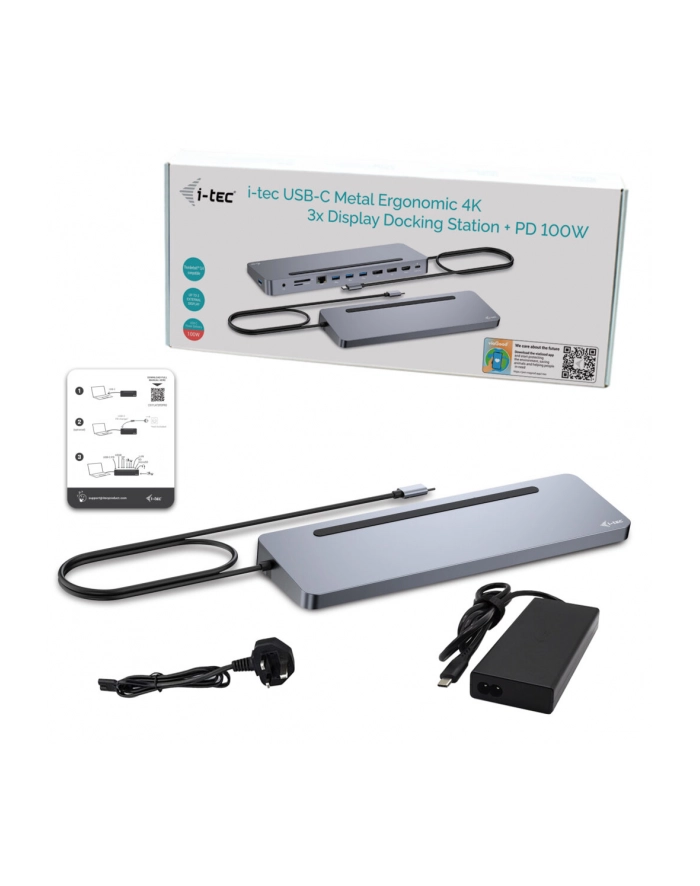 i-tec Stacja dokująca USB-C Metal Ergonomic 4K 3x Display Docking Station PD 100W główny