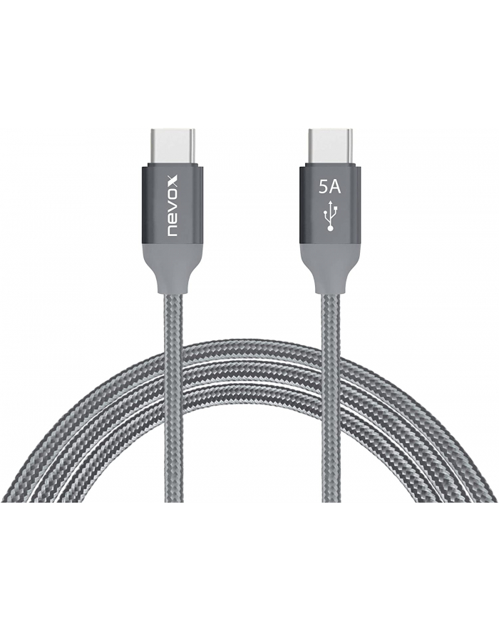 Nevox USB 2.0 cable, USB-C connector > USB-C connector (grey, 1 meter, PD, charging with up to 100 watts) główny