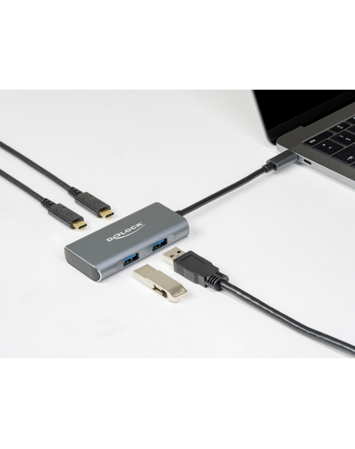 DeLOCK external USB 3.2 hub grey - USB3.2> 2 x USB Type-A + 2 x USB Type-C główny