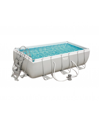 Bestway Power Steel Rectangular Frame Pool Set, 404cm x 201cm x 100cm, swimming pool (light grey, with filter pump)