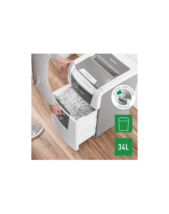 Niszczarka Leitz IQ AutoFeed 100, P4, 100 kartek, 34 l kosz główny