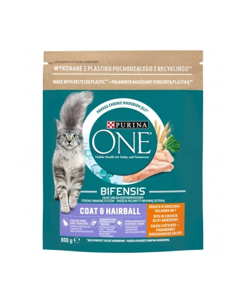 purina nestle PURINA ONE Coat 'amp; Hairball Bogata w Kurczaka i Pełne Ziarna 800g
