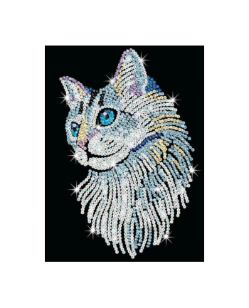 Sequin Art Blue White Cat 1711
