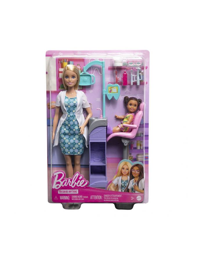 Barbie Lalka Dentystka + 2 lalki HKT69 MATTEL główny