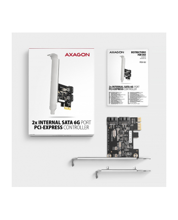 axagon PCES-SJ2 Kontroler PCIe 2x wewnętrzny port SATA 6G, chipset JMB582 SP ' LP