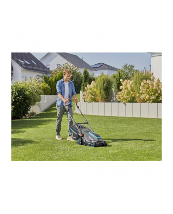 GARD-ENA Cordless Lawnmower PowerMax 37/36V P4A Ready-To-Use Set, 36V (2x18V) (Kolor: CZARNY/grey, 2x Li-Ion battery 4.0Ah, POWER FOR ALL ALLIANCE)