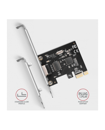 axagon PCEE-GRL Karta sieciowa PCIe 1x Gigabit Ethernet port RJ-45, chipset Realtek 8111L w. SP ' LP