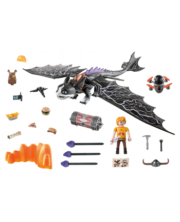 PLAYMOBIL 71081 Dragons: The Nine Realms - Thunder ' Tom, construction toy (with shooting and light function)