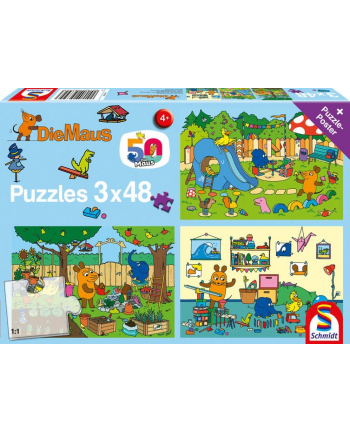 Schmidt Spiele Die Mysz: A day with the mouse, jigsaw puzzle (3x 48 pieces)