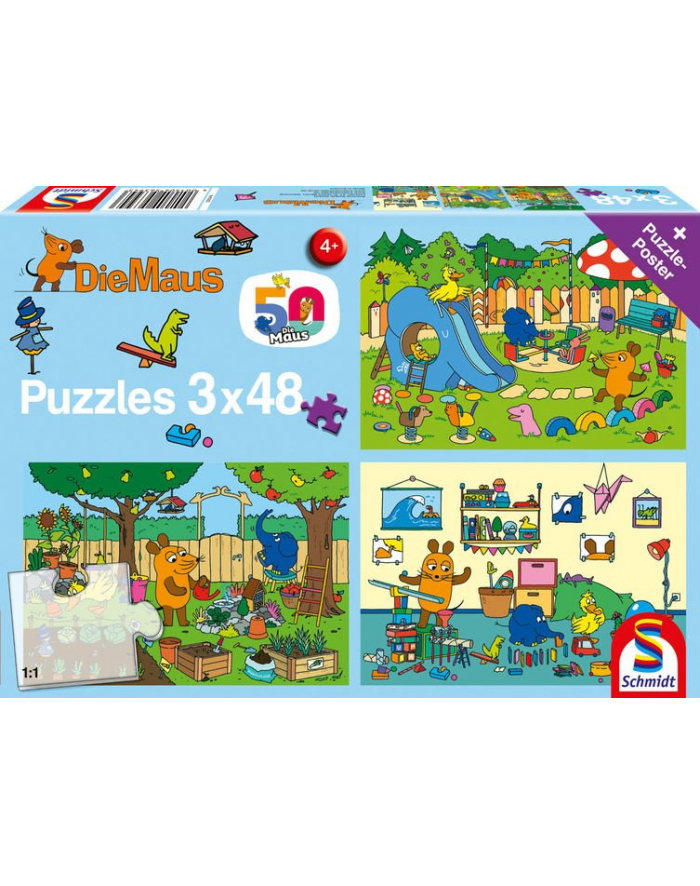 Schmidt Spiele Die Mysz: A day with the mouse, jigsaw puzzle (3x 48 pieces) główny
