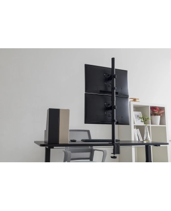 Uchwyt biurkowy pionowy 2xLCD max. 32'' 8kg, zaciskowy czarny DA-90438
