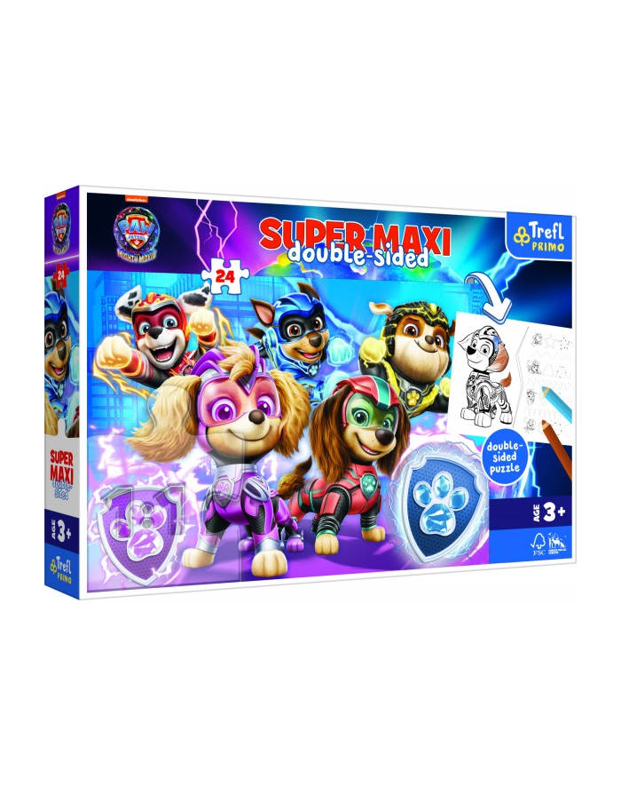 Puzzle dwustronne 24el SUPER MAXI 3w1 Psia drużyna w akcji. Psi Patrol. PAW PATROL 41016 Trefl główny