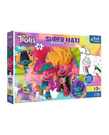 Puzzle dwustronne 24el SUPER MAXI 3w1 Wesoły dzień Trolli Trolls 3 41017 Trefl