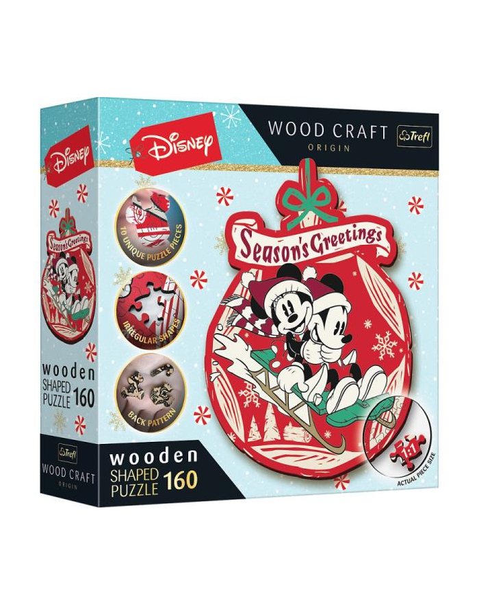 Puzzle drewniane 160el. Disney Świąteczna przygoda Mickey i Minni 20192 Trefl główny